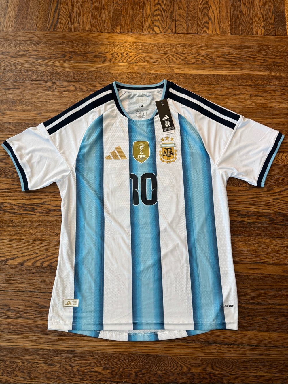 adidas Argentina Striped Soccer Jersey - White & Sky Blue. Messi Last Dance???
